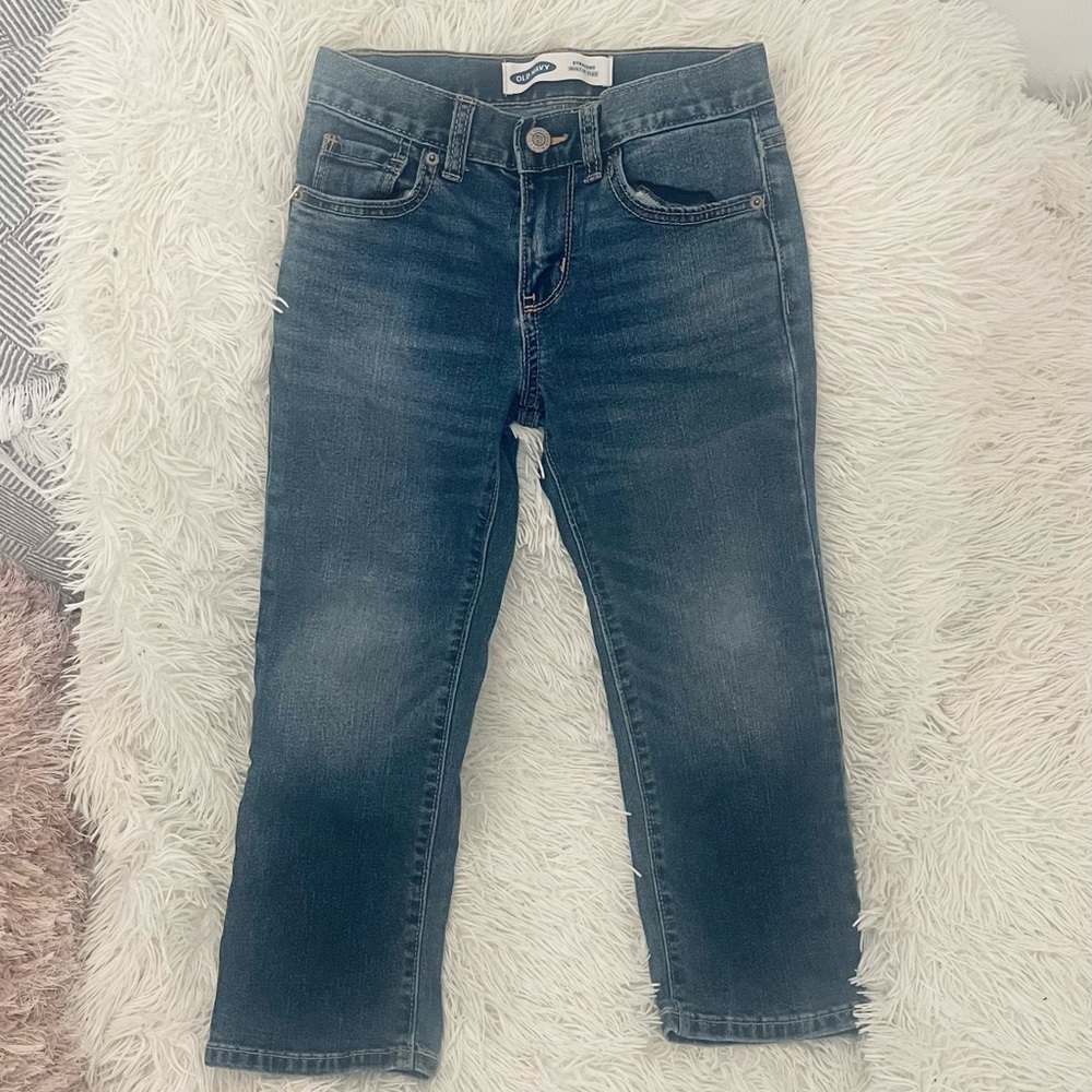 2 pairs of Boy’s Old Navy Straight Built In Flex Jeans - Blue and Black pairs